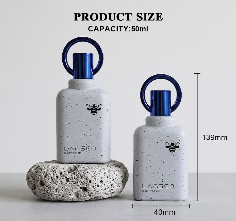 50ml perfume bottle size chart showing 139mm overall height and 40mm body width