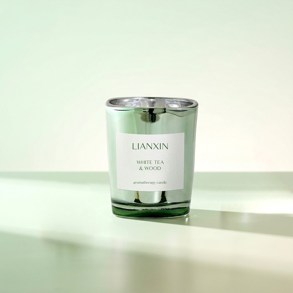 67ml Metallic Mint Green Glass Candle Jar for Mini Candles 3 67ml metallic mint green glass candle jar with custom label