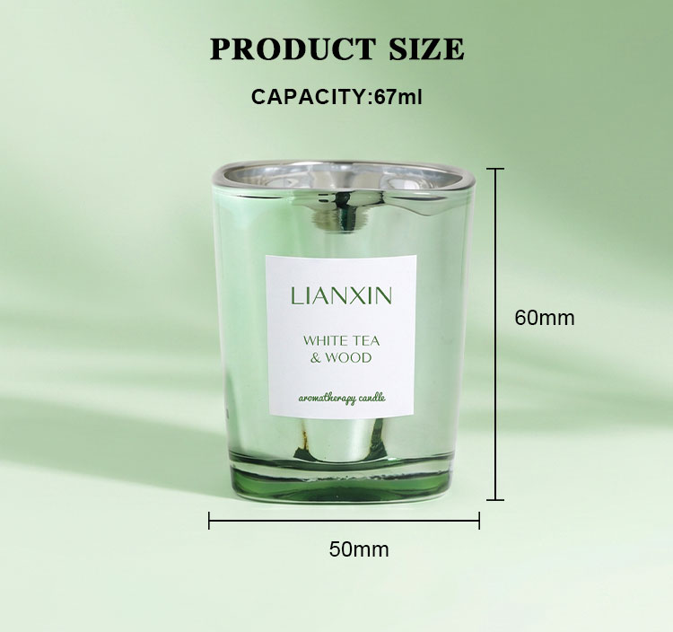 67ml Metallic Mint Green Glass Candle Jar for Mini Candles 4 67ml glass candle jar size 50mm diameter by 60mm height