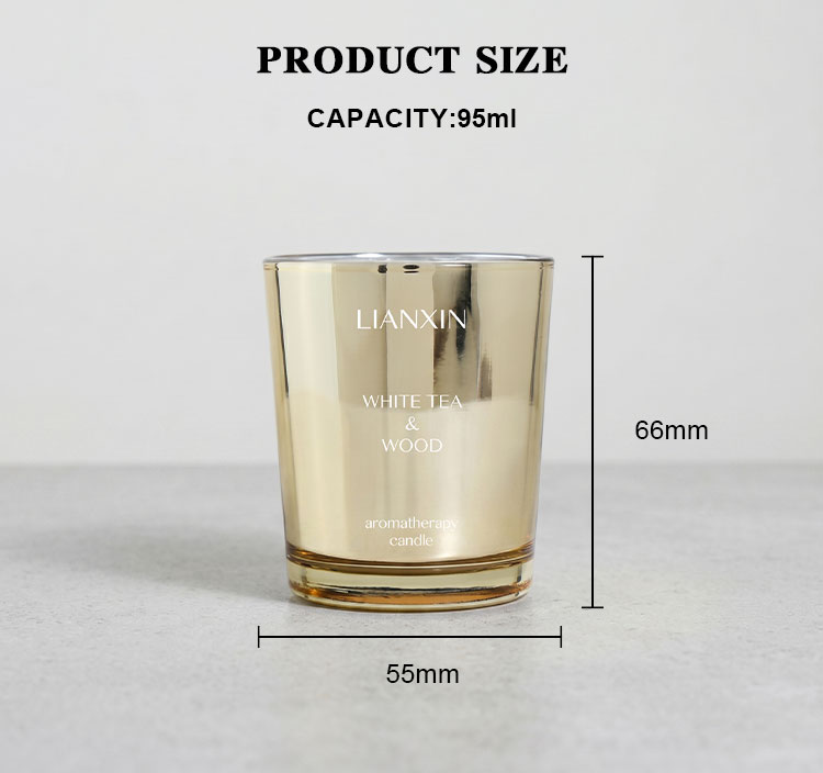 95ml Metallic Gold Glass Candle Jar with Custom Packaging 5 95ml glass candle jar size 55mm diameter by 66mm height
