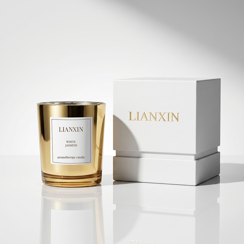 95ml gold glass candle jar with custom white gift box