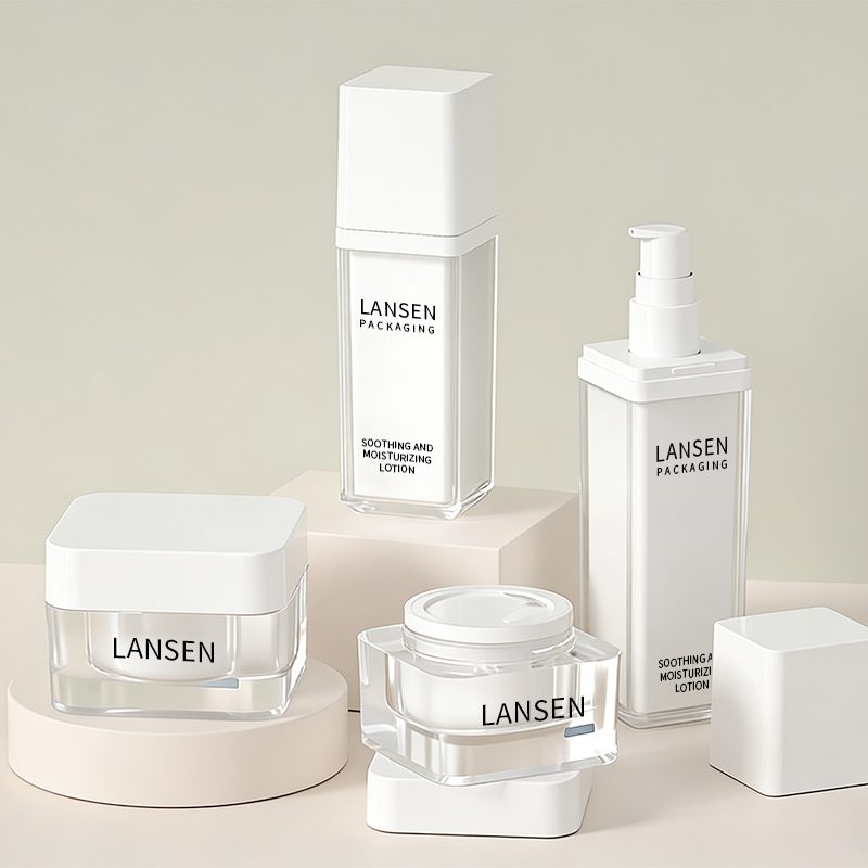 square acrylic cosmetic bottle