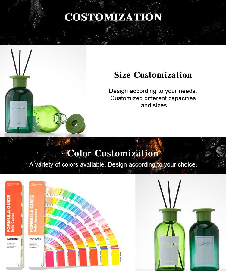 200ml green glass diffuser bottle custom details